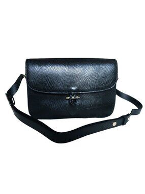 Sezane MILO CLASSIC vintage black lizard Embossed shoulder bag